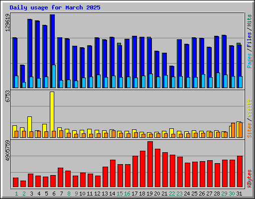 Daily usage for March 2025