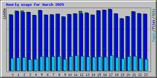 Hourly usage for March 2025